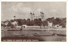 R327716 The Tower of London and River Thames. Postcard. 1954