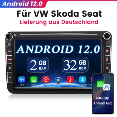 2 DIN Polo 6R Android 12 Autoradio VW Golf 5 6 Plus Touran Tiguan Passat B6 Navi - Bild 1 von 4
