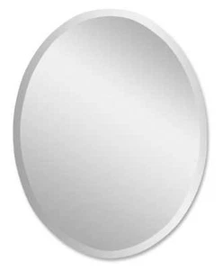 MODERN 28" SLEEK POLISHED BEVELED EDGE FRAME OVAL WALL VANITY MIRROR 19580 - Picture 1 of 3