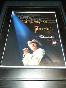 Póster promocional original raro de Joan Sebastian 7 Grammys ¡anuncio enmarcado! - Imagen 1 de 1