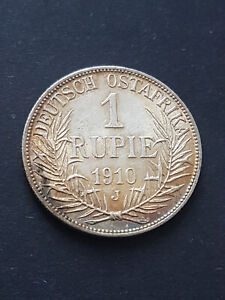 Deutsch Ostafrika 1 Rupie 1910 vzgl, Revers leicht berieben