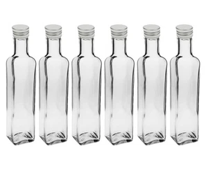 24 leere Glasflaschen Flaschen Maraska 250ml & ETIKETTEN zum Beschriften Silber - Bild 1 von 2