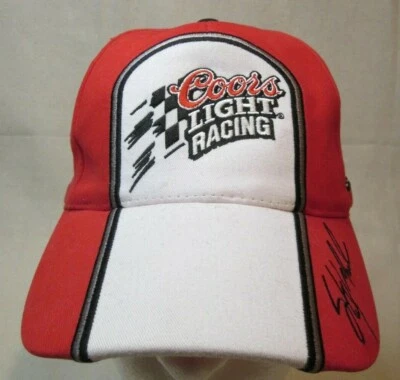 #40 Coors Light NASCAR Racing Hat Sterling Martin rojo y blanco firma Chip Foto 1 de 4
