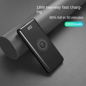 20000mAh Wireless Power Bank Backup Fast Portable Charger External Battery 2USB - Picture 1 of 16