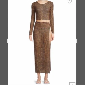 Kendall + Kylie Cover Up Mesh Sarong Crop Top Long Sleev Animal Print XL NWT$120 - Picture 1 of 10