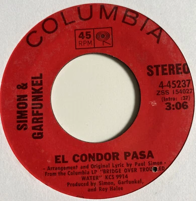 Simon & Garfunkel 45 El Condor Pasa /Why Don't You Write Me folk rock EX bb hole - Image 1 of 3