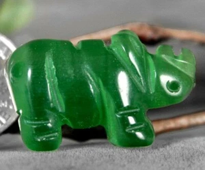 Grünes Nashorn Totem Geist Tier Faser Optik Stein Fetisch Figur 9069 - Bild 1 von 4
