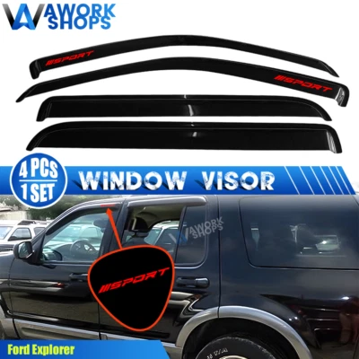 Fits 02-10 Ford Explorer 03-05 Lincoln Aviator Window Visor Shade w/ Red Sport Foto 1 de 4