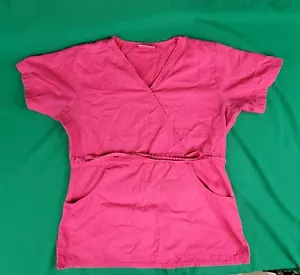 butter-soft Womens Scrub Top Pink Pockets NO TAGS SEE PICS - Picture 1 of 12