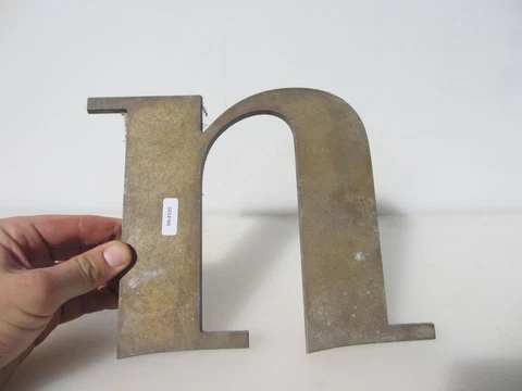 Large Vintage Brass Shop Letter "n" Sign Old Plaque Name Initial Antique 7"H Cover