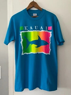 Camiseta DE COLECCIÓN Stedman Super Hi-Cru KAUAI Hawaii Azul Puntada Única Mediana Años 80 Foto 1 de 4