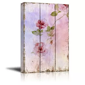 Wall26 - Pink Watercolor Flowers on a Delicate Background - Canvas Art - 24x36 - Picture 1 of 3