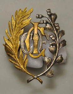 Cuivrerie - CCIF macaron de casquette Lorraine (?) avec chardons FORBACH ? - Picture 1 of 2