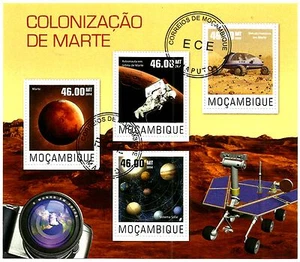 MOZAMBIQUE, COLONIZATION OF MARS, # 7711-7714, MINI SHEET, YEAR 2014, CTO - Picture 1 of 1
