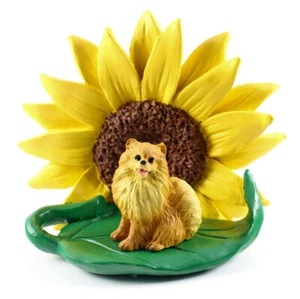 Pomeranian Sunflower Figurine Red - Picture 1 of 2