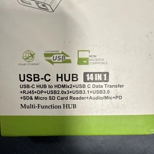 ZMUIPNG USB-C HUB 14 In 1 MULTI-FUNCTION USB-C ADAPTER 4K - Picture 1 of 12