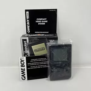1997 Game Boy Pocket Console MGB-001 Black Original Box & Manual Tested Working - Picture 1 of 24