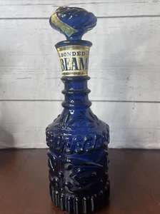 Vintage Jim Beam 1971 KY Cobalt Blue Bottle Liquor Decanter & Cork Glass 11.5” - Picture 1 of 5