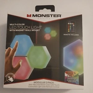 Monster Multi-color LED Touch Light IR Hexalights 3PC with Magnet Wall Mount NEW - Picture 1 of 5