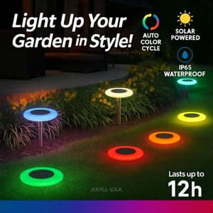 Solar Garden Lights Outdoor Waterproof Landscape Lawn Pathway LED Decor Colorful - Picture 1 of 24