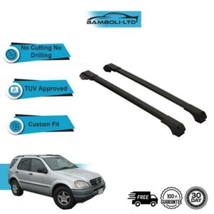 Fits MERCEDES ML CLASS W163 1998-2005 Roof Rack Cross Bars Rails Alu BLACK SET - Foto 1 di 4