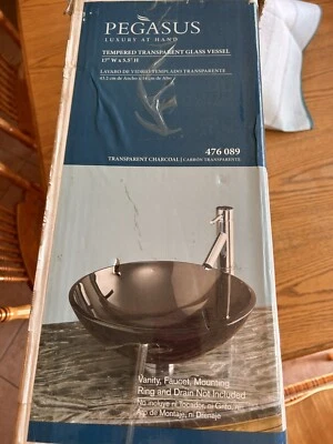 Pegasus Tempered Glass Transparent Above Counter Round Glass Vessel Sink - Image 1 of 4