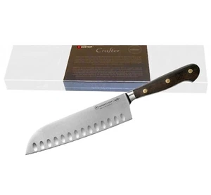 Wüsthof Crafter 7" Hollow Edge Santoku Knife High-Carbon Steel Smoked Oak Handle - Picture 1 of 4