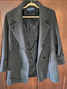 Vintage Herman Kay Coat Women's 10 Gray Wool Double Breasted Pea coat 2 Button - Picture 1 of 3