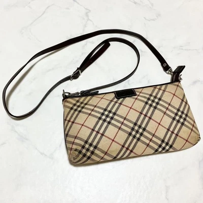Burberry Blue Label Mini Shoulder Bag Check Beige Canvas Leather - Image 1 of 4