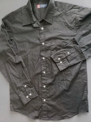 Camisa de vestir para niños talla 18 chaps negra lisa con botones de perlas manga larga cuello en punta Foto 1 de 4
