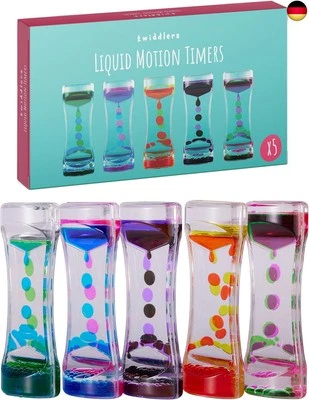 BESUCHE DEN THE TWIDDLERSSTORE THE TWIDDLERS 5 Liquid Motion Timer, Flüssig Tropfen Sanduhr (15cm, 5 Farben) -