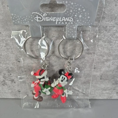 Mickey & Minnie Mouse Christmas Keyring Set Disneyland Paris Exclusive - Image 1 of 4
