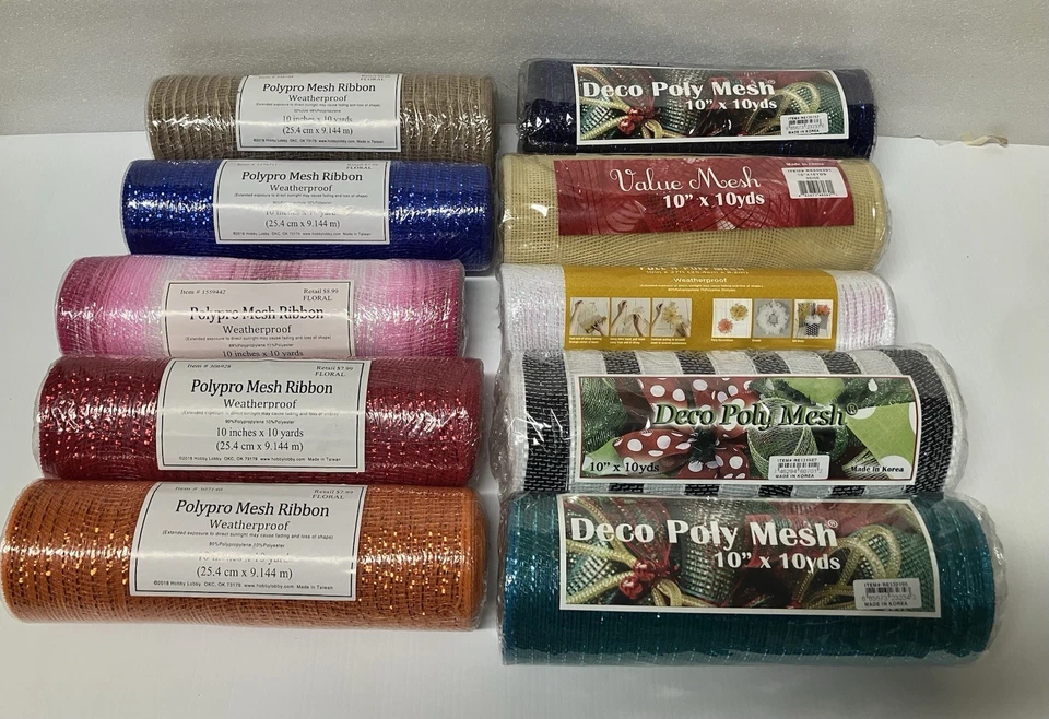 10 New Rolls Deco Poly Mesh 10" X 10 Yds - Image 1 of 4