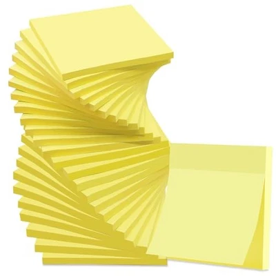 (24 упаковки) Липкие заметки 3 x 3 в желтый липкие подушечки, сильный клей, чистый  - Изображение 1 из 4