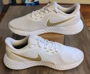 Nike Revolution 5 - White/Gold - Women's Athletic Running Shoes - UK 6 - Picture 1 of 11