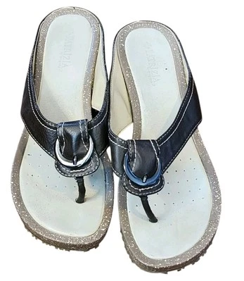 Patrizia Spring Step Arcadia Thong Sandals Ladies Size 9 40 Brown Leather Wedge  - Image 1 of 4