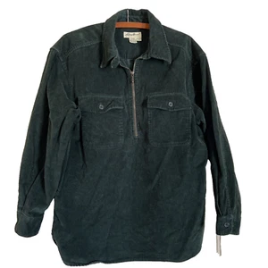 Eddie Bauer hunter green corduroy half zip shirt jacket women size medium - Picture 1 of 11