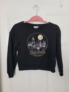 Harry Potter Hogwarts Pullover Cropped Black Sweater Girl's Size M - Picture 1 of 8