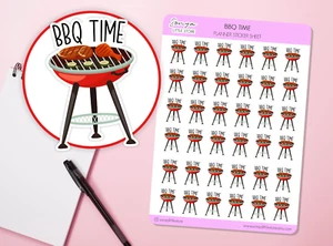 BBQ Time Planner Sticker Grill Barbecue Cooking Food Meal Summer Activity Family - Picture 1 of 2