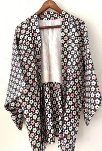 Haori kimono short length jacket Large flowers UK10/12/14 boho festival evening - Picture 1 of 11