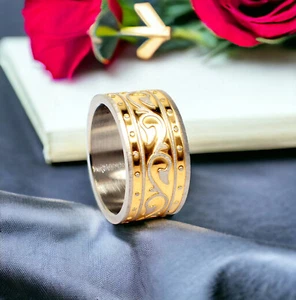 Edelstahlringe Damen Unisex Brand Ring 12mm breit Beauty Freundschaftsring Edel