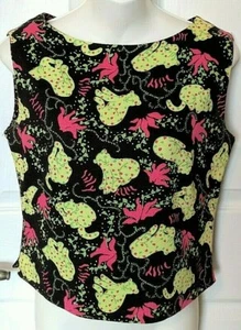 Top smanicato vintage Lilly Pulitzer stampa ghepardo o gatto leopardo taglia M - Foto 1 di 6