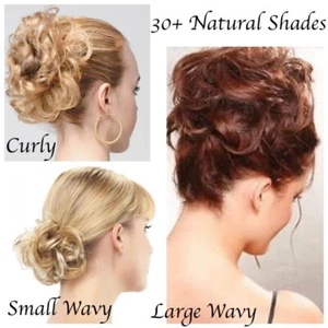 Koko Scrunchie Hair Bun Large Small Curly Wavy Messy Hair Updo 30 Natural Shades - Picture 1 of 83