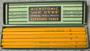 11 Microtomic Van Dyke Eberhard Faber Drawing Pencils No 600 H Unsharpened - Picture 1 of 2