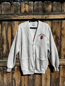 Vintage Santa Clara Collegiate Cardigan Sweater by Wolf & Son Large Grey - Picture 1 of 8