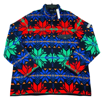 Nuevo con etiquetas Polo Ralph Lauren Hombres Talla 2XL Copo de Nieve Cepillado Vellón 1/4 Snap Vacaciones Foto 1 de 4