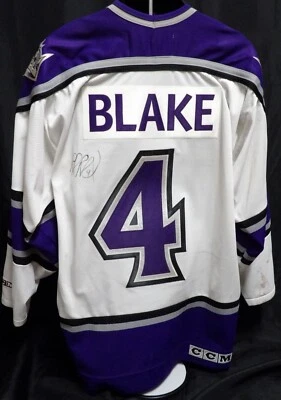 Camiseta Rob Blake Los Angeles Kings réplica assinada JSA autenticada manchada - Imagem 1 de 4
