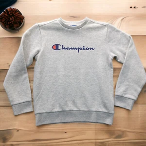 Champion sweatshirt Child Small (8) light gray/logo graphic/short fleece int. - Picture 1 of 12