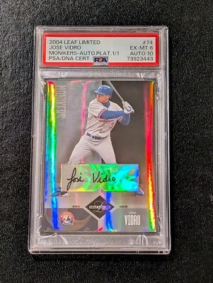 2004 Leaf Limited Monikers Platinum Jose Vidro AUTO DNA 10 TRUE 1/1 #74 PSA - Image 1 of 2