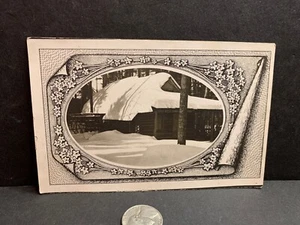 Real Photo Postcard, Greenville, Maine, Log House in Heavy Snow - Picture 1 of 2